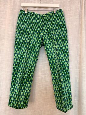 Elie Tahari Green & Blue Printed Cropped Pants